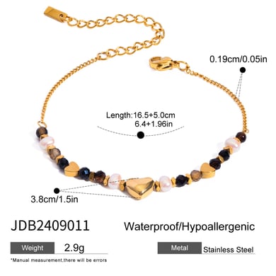 1 Stück Simple Series Elegante Perlen Edelstahl 18 Karat vergoldet Naturstein Damen Charm Armbänder h5 Bild2