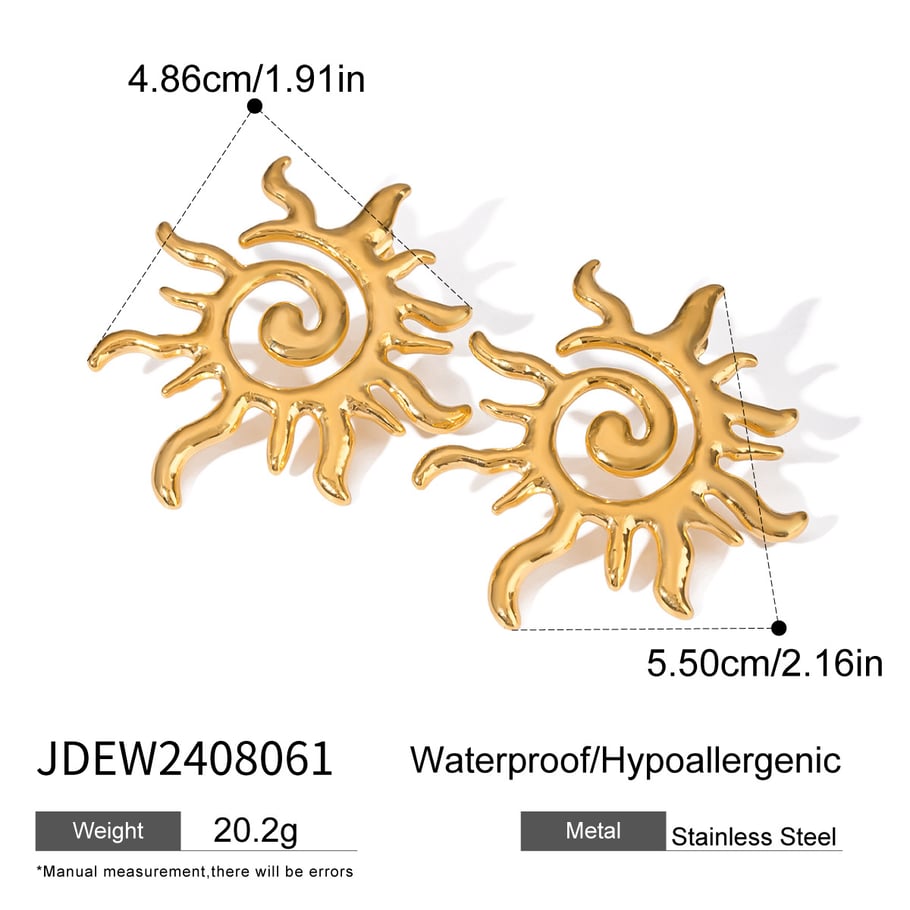 1 Pair Simple Series Classic Sun/Moon Stainless Steel 18K Gold Plated Women Stud Earrings Picture2