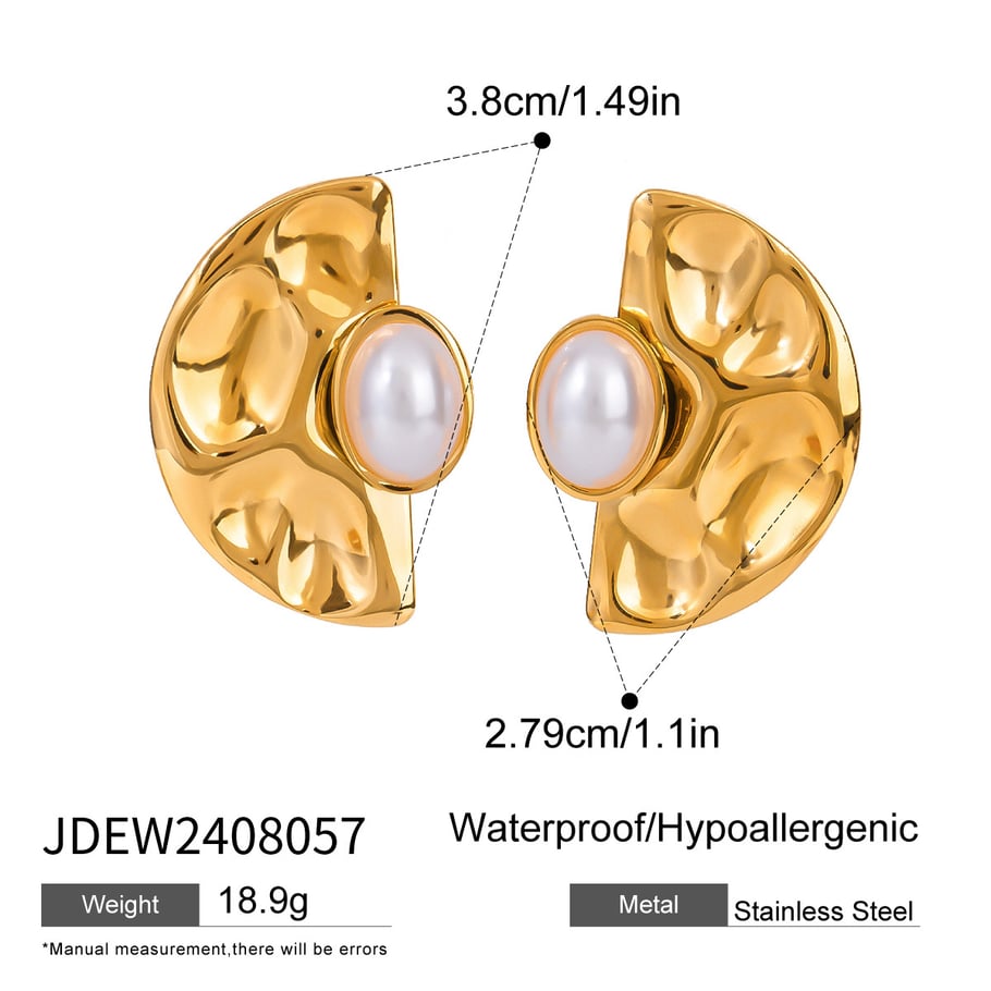1 Pair Simple Series Retro Geometric Stainless Steel 18K Gold Plated Artificial Pearl Women Stud Earrings Picture2