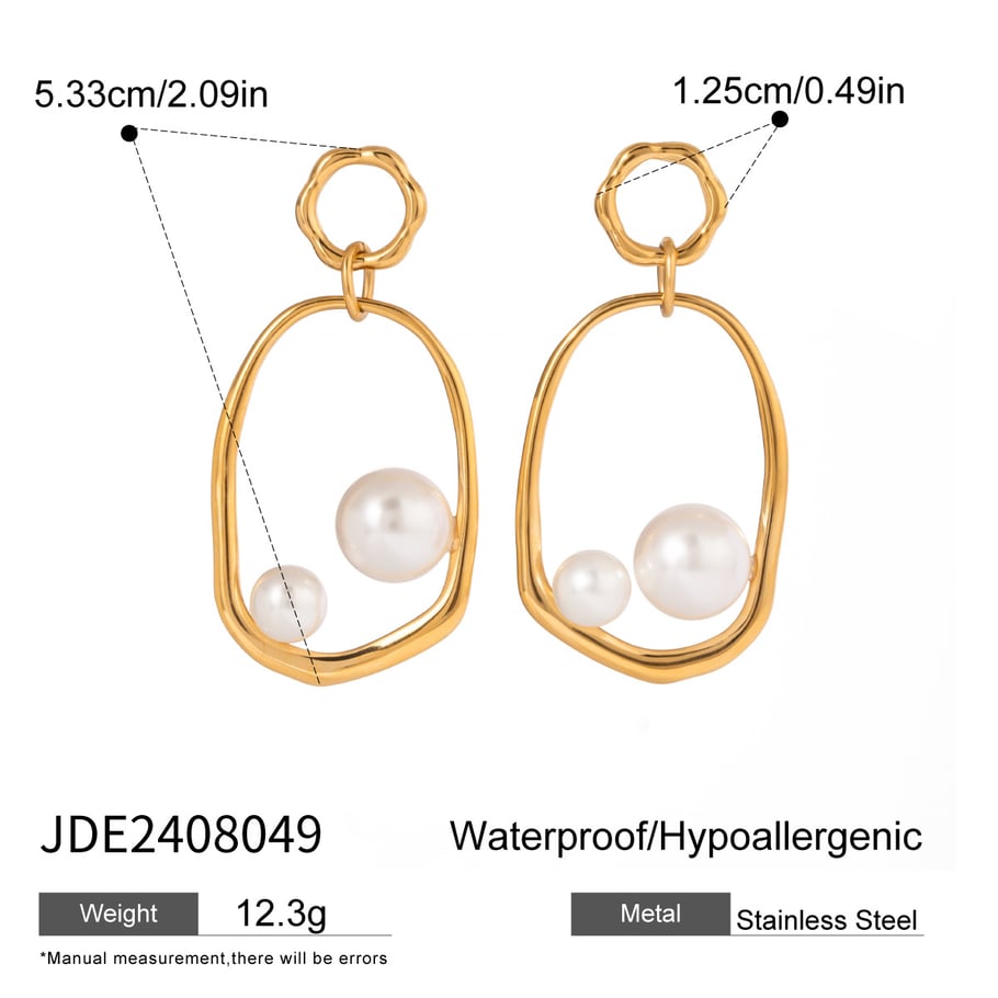 1 Pair Classic Series Elegant Geometric Stainless Steel 18K Gold Plated Artificial Pearl Women Drop Earrings Picture2