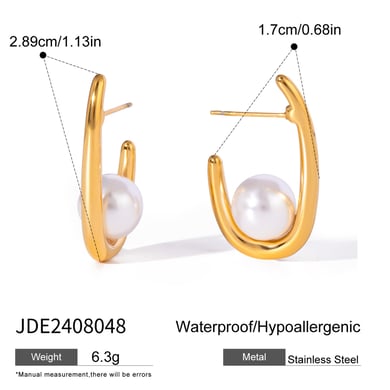 1 Pair Simple Series Elegant Letter Stainless Steel 18K Gold Plated Women Hoop Earrings h5 Picture2