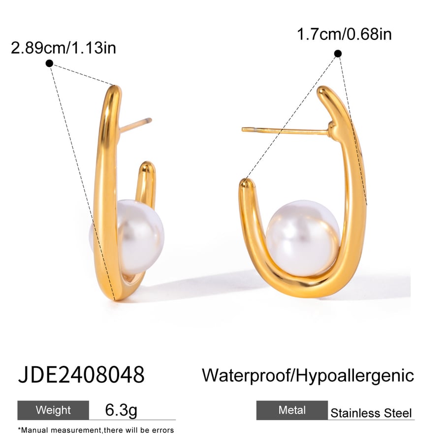 1 Pair Simple Series Elegant Letter Stainless Steel 18K Gold Plated Women Hoop Earrings Picture2
