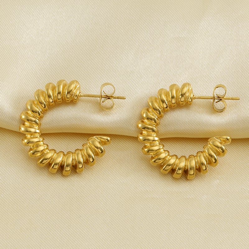 1 Pair Retro Simple Style Twist Shape Stainless Steel 18K Gold Plated Women's Stud Earrings 