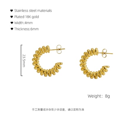 1 Pair Retro Simple Style Twist Shape Stainless Steel 18K Gold Plated Women's Stud Earrings h5 Picture2
