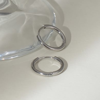1 Pair Simple Series Simple Solid Color Stainless Steel Women Hoop Earrings h5 