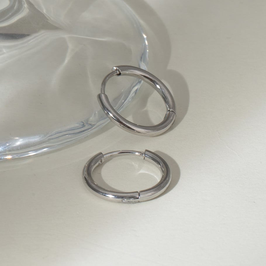 1 Pair Simple Series Simple Solid Color Stainless Steel Women Hoop Earrings 