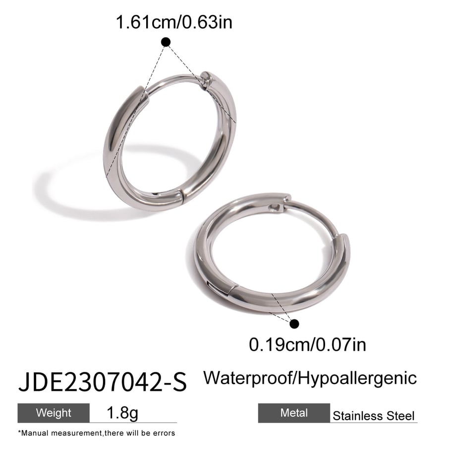 1 Pair Simple Series Simple Solid Color Stainless Steel Women Hoop Earrings Picture2