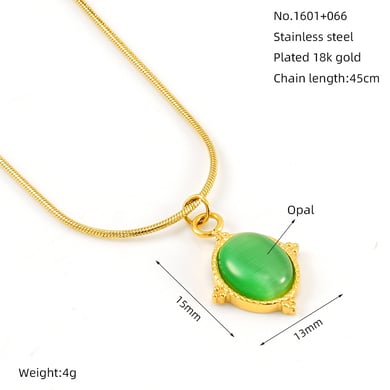 1 Piece Fashionable Ins Style Geometric Shape Stainless Steel 18K Gold Plated Inlay Natural Stone Women's Pendant Necklace h5 Picture2