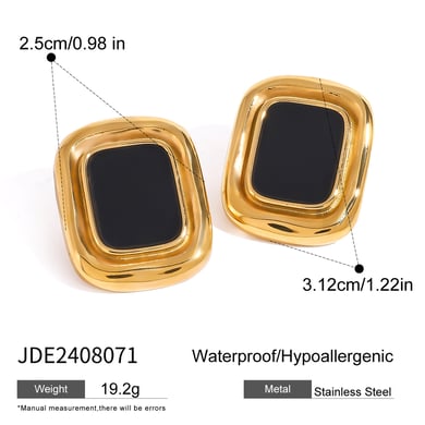 1 Pair Classic Series Simple Geometric Stainless Steel 18K Gold Plated Women Stud Earrings h5 Picture2