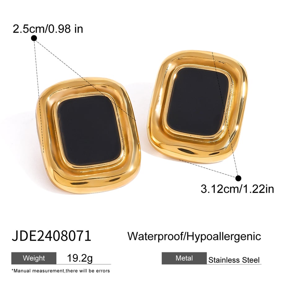 1 Pair Classic Series Simple Geometric Stainless Steel 18K Gold Plated Women Stud Earrings Picture2
