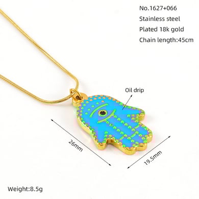 1 Stück Classic Series Retro Eye Titanstahl 18 Karat vergoldet Damen-Anhänger-Halsketten h5 Bild2