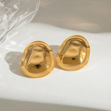 1 Pair Simple Series Daily Geometric Stainless Steel 18K Gold Plated Women Stud Earrings h5 