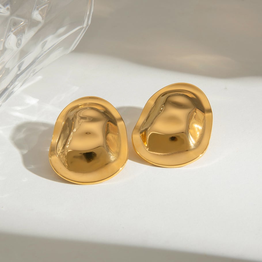 1 Pair Simple Series Daily Geometric Stainless Steel 18K Gold Plated Women Stud Earrings 