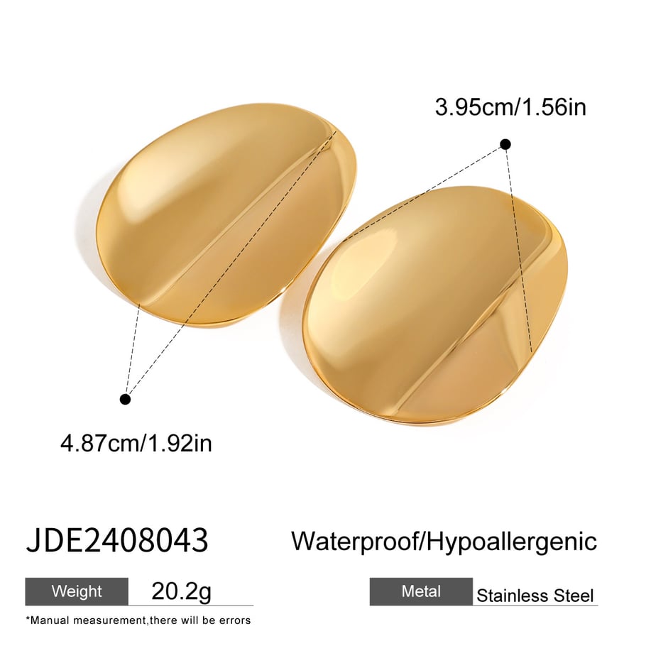 1 Pair Simple Series Simple Solid Color Stainless Steel 18K Gold Plated Women Stud Earrings Picture2