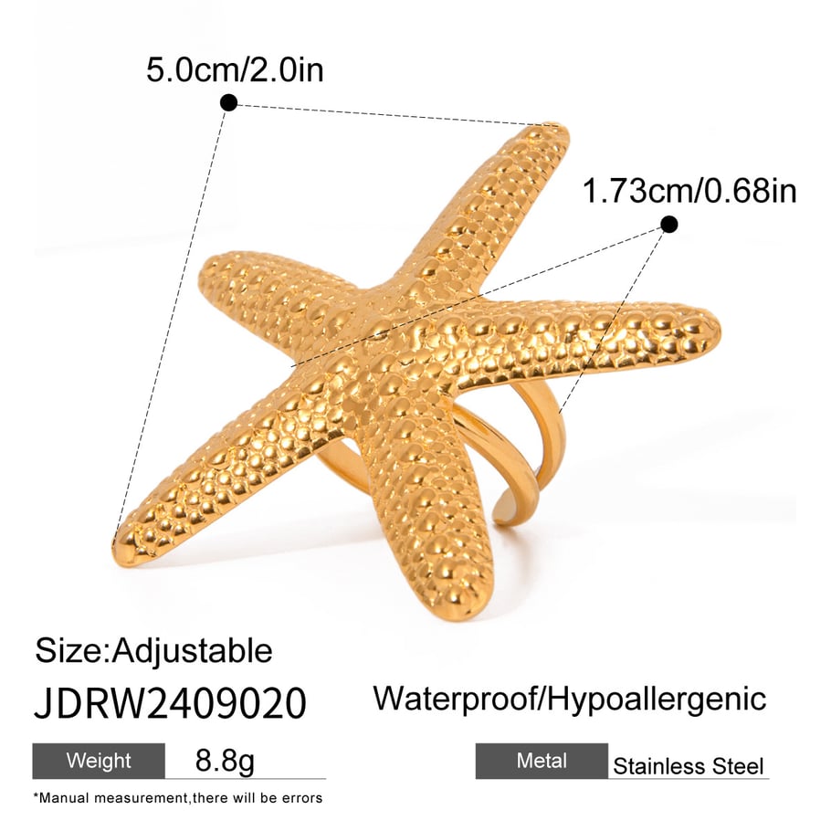 1 Paar Simple Series Vacation Turtle Edelstahl 18 Karat vergoldete verstellbare Damenringe Bild2