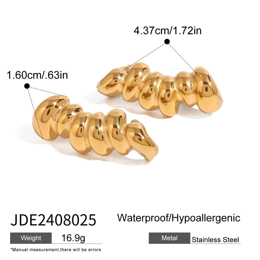 1 Pair Simple Series Casual Geometric Stainless Steel 18K Gold Plated Women Stud Earrings Picture2