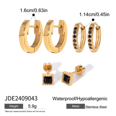 1 Paar Simple Series Casual Geometric Edelstahl 18 Karat vergoldet Strass Damen Ohrringe Set h5 Bild2