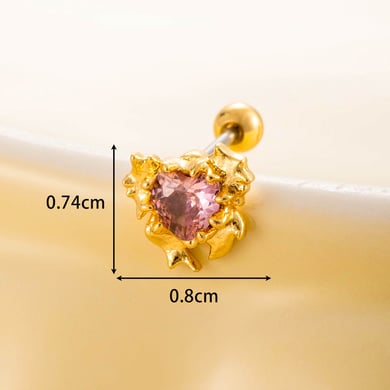 1 Pair Simple Series Simple Heart Titanium Steel No Plating Material Zircon Women Stud Earrings h5 Picture2