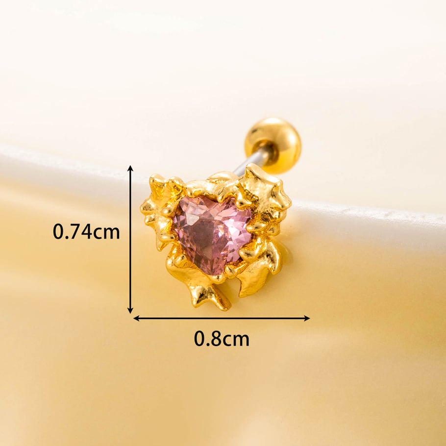 1 Pair Simple Series Simple Heart Titanium Steel No Plating Material Zircon Women Stud Earrings Picture2