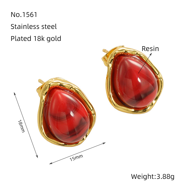 1 pair luxurious series sexy droplet titanium steel  gold plated women drop earrings Picture2