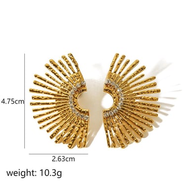 1 Pair Luxurious Series ins style Geometric 18K Gold Plated Zircon Stud Earrings h5 Picture2