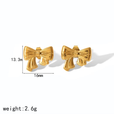 1 Paar Simple Series Sweet Bow Knot Edelstahl 18 Karat vergoldete Damen-Ohrstecker h5 Bild2