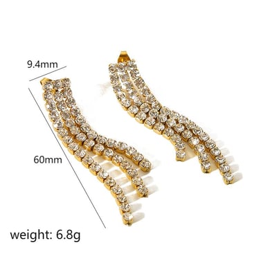 1 Paar luxuriöse Serie elegante Quaste 18 Karat vergoldet Zirkon Damen Ohrstecker h5 Bild2