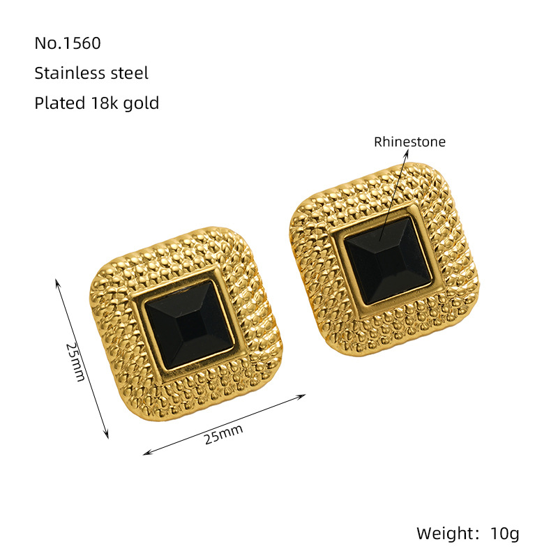 1 Pair Simple Series Simple Geometric Stainless Steel 18K Gold Plated Acrylic Women Stud Earrings Picture2