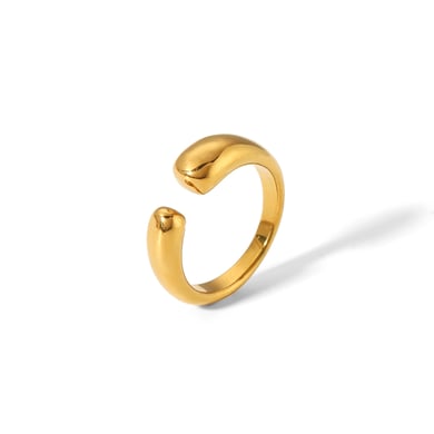 1 Paar Simple Series Klassischer geometrischer Edelstahl 18 Karat vergoldeter Damen-Einzelring h5 Bild2