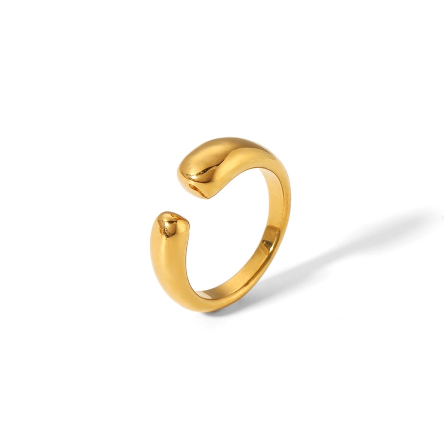 1 Paar Simple Series Klassischer geometrischer Edelstahl 18 Karat vergoldeter Damen-Einzelring Bild2