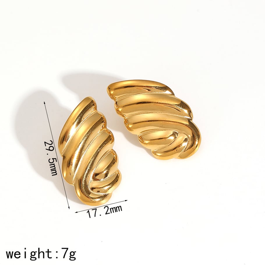1 Pair Luxurious Retro Style Angel Wings Shape Stainless Steel 18K Gold Plated Women's Stud Earrings Picture2