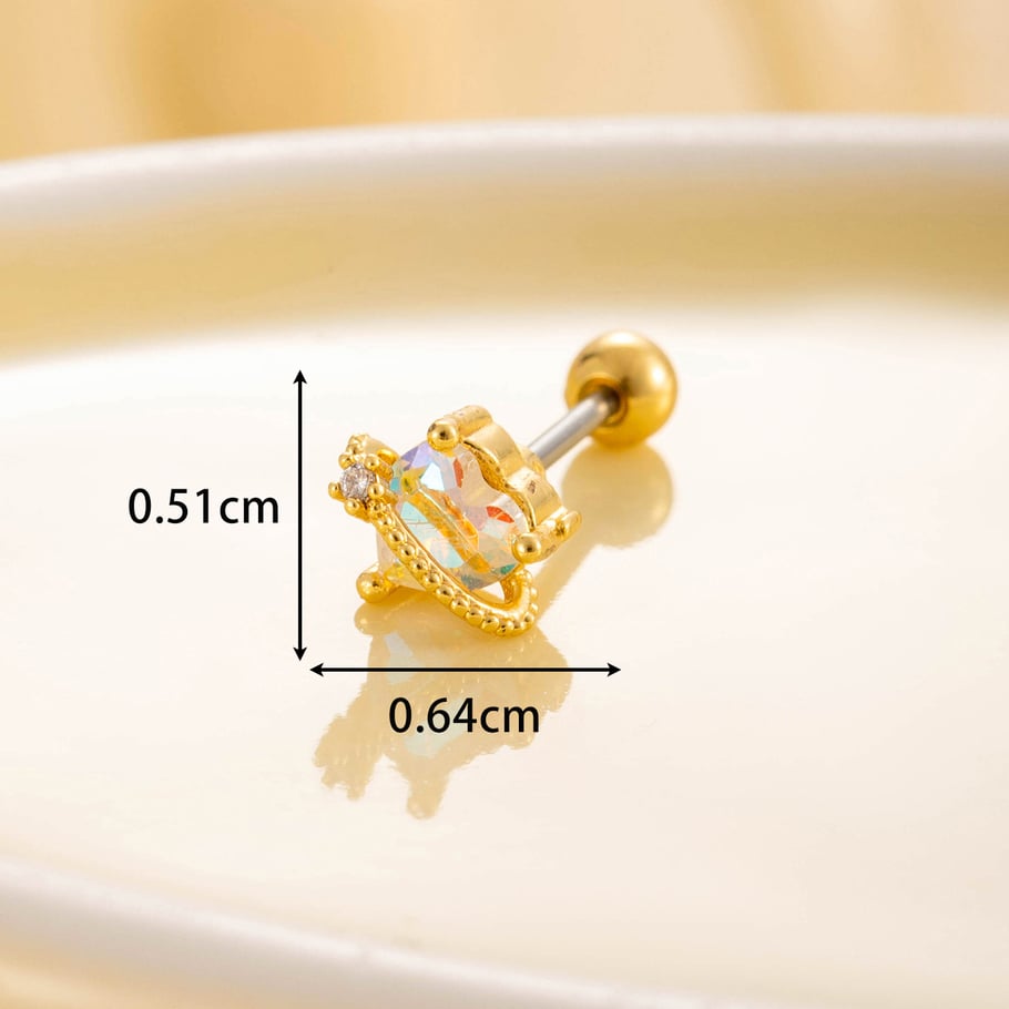 1 Pair Simple Series Simple Heart Titanium Steel No Plating Material Zircon Women Stud Earrings Picture2