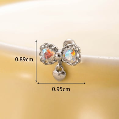 1 Piece Simple Series Simple Bow Knot Titanium Steel No Plating Material Zircon Women Stud Earrings h5 Picture2