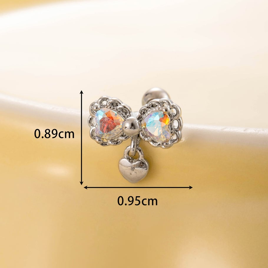 1 Piece Simple Series Simple Bow Knot Titanium Steel No Plating Material Zircon Women Stud Earrings Picture2