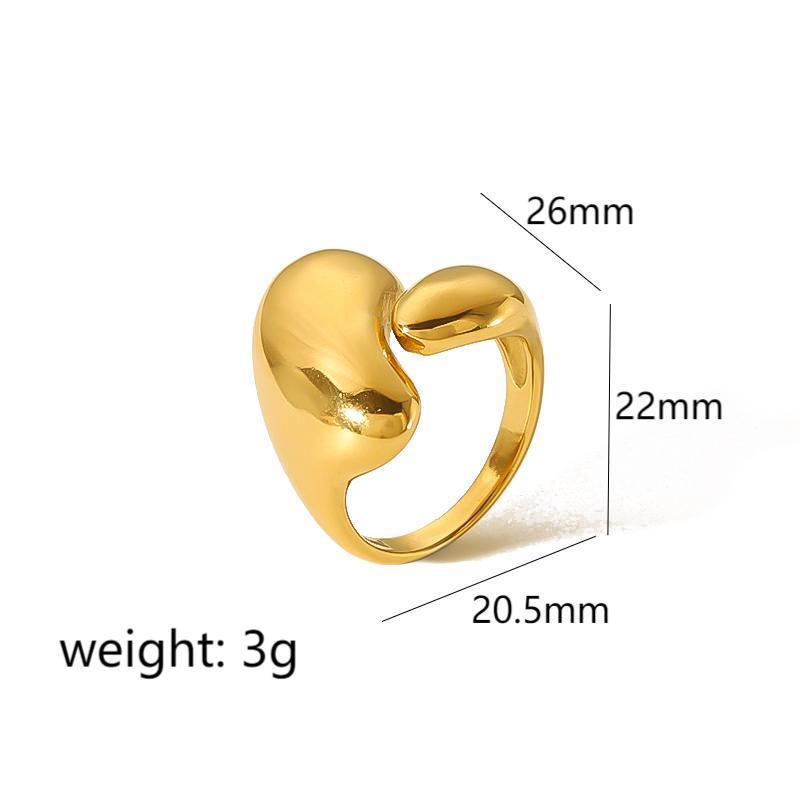 1 pair simple series simple geometric stainless steel  gold plated women adjustable rings Picture2