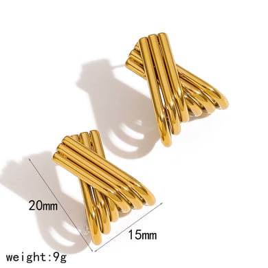 1 Pair ins style Patchwork 18K Gold Plated Stud Earrings h5 Picture2