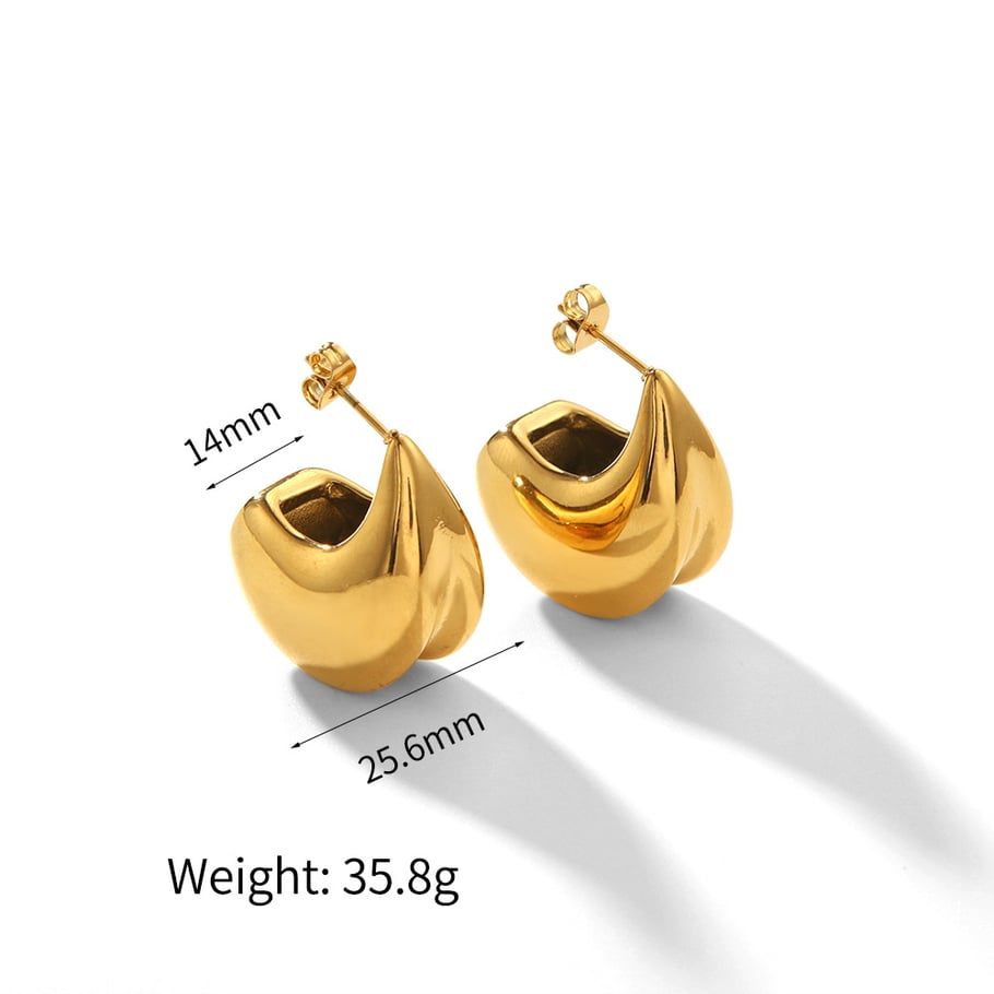 1 Pair Simple Series ins style Ring 18K Gold Plated Women Stud Earrings Picture2