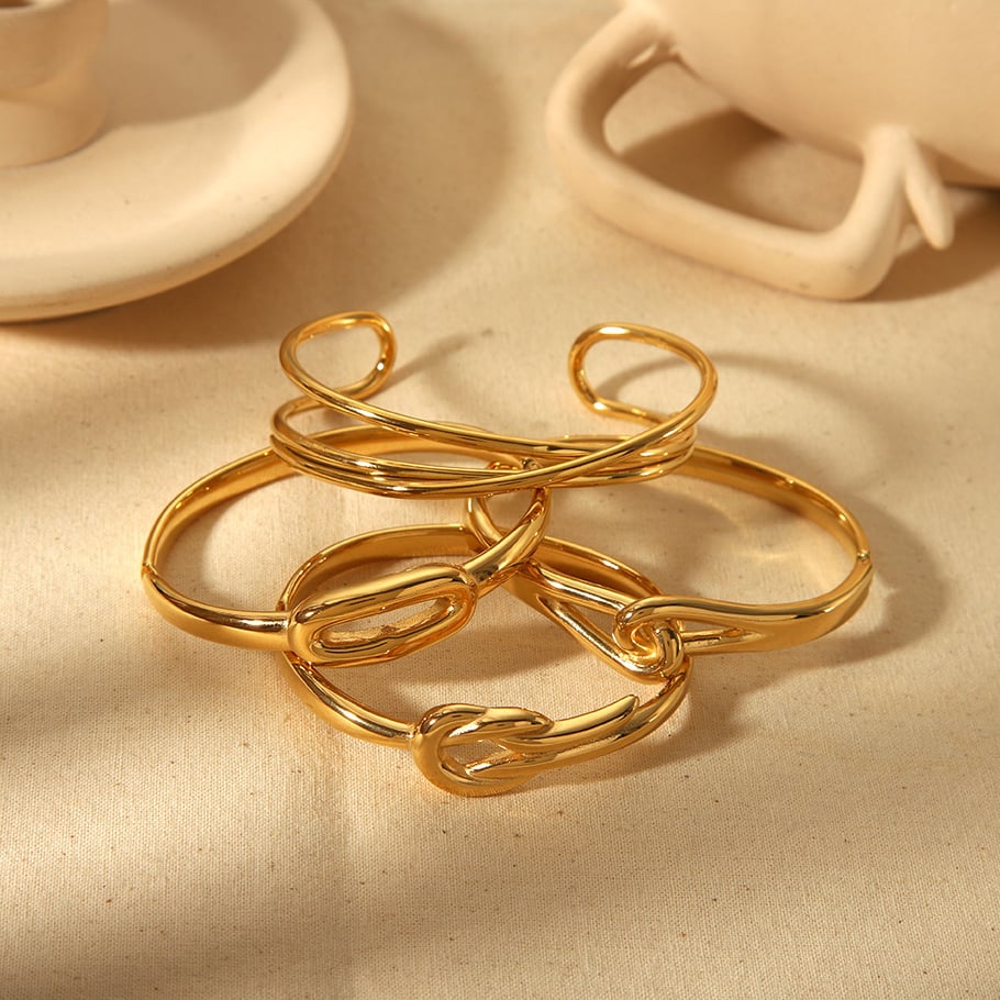 1 Piece ins style Round 18K Gold Plated Bangles 