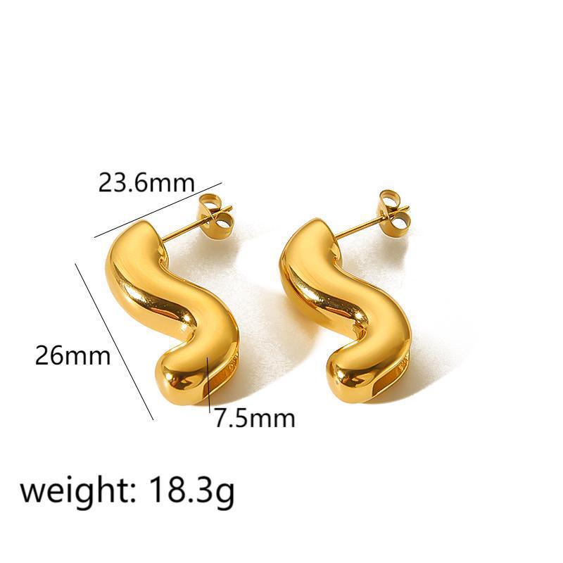 1 Paar einfache geometrische Ohrstecker aus der Simple-Serie, 18 Karat vergoldet Bild2
