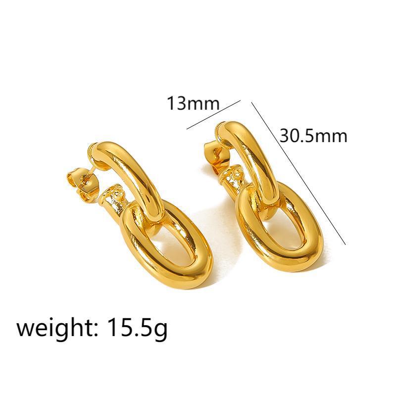 1 Pair Simple Series Simple Geometric 18K Gold Plated Stud Earrings Picture2