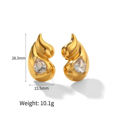 1 Pair Simple Series ins style Droplet 18K Gold Plated Women Stud Earrings h5 Picture2