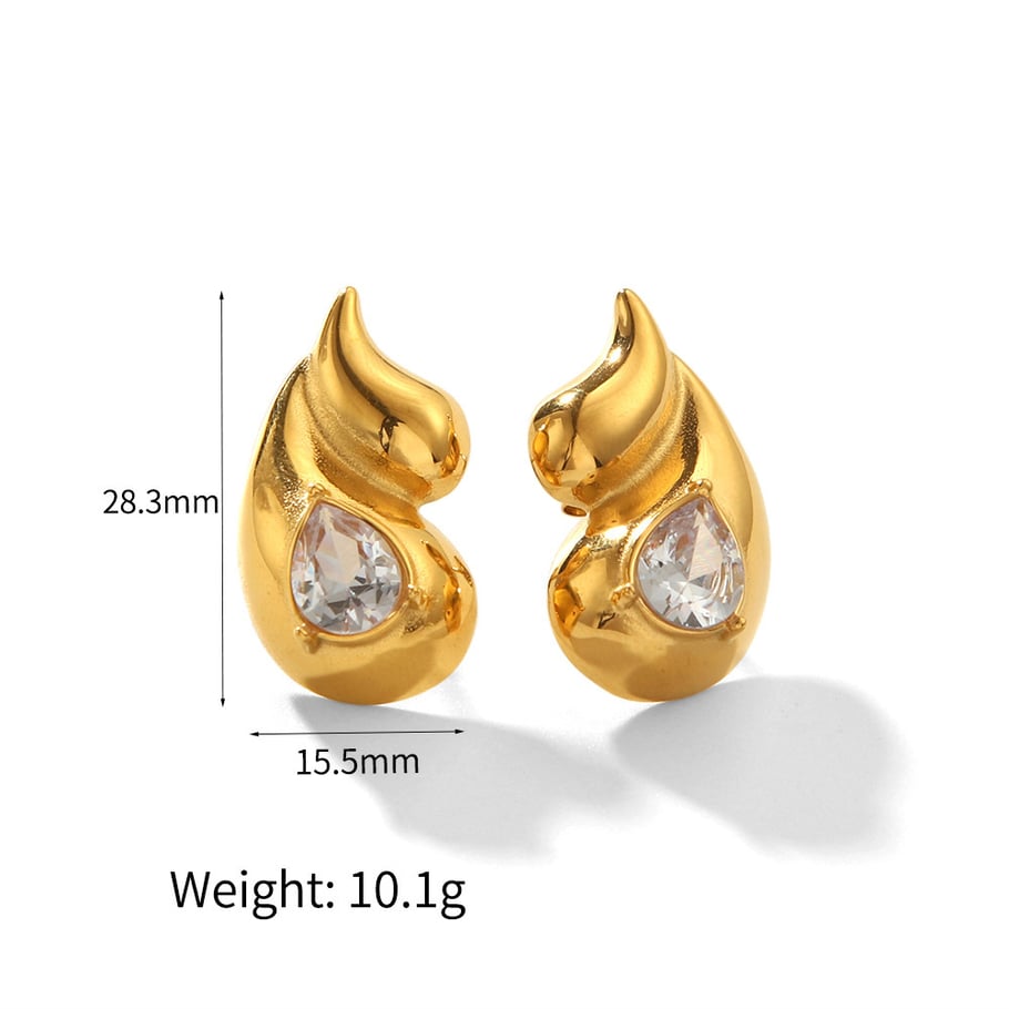 1 Pair Simple Series ins style Droplet 18K Gold Plated Women Stud Earrings Picture2