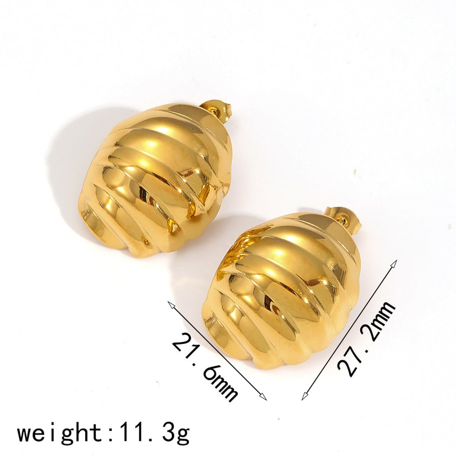 1 Pair Simple Series Retro Geometric 18K Gold Plated Stud Earrings Picture2