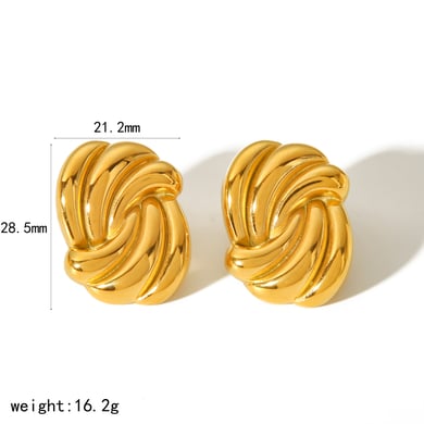 1 Paar geometrische Retro-Ohrstecker der Simple Series, 18 Karat vergoldet h5 Bild2
