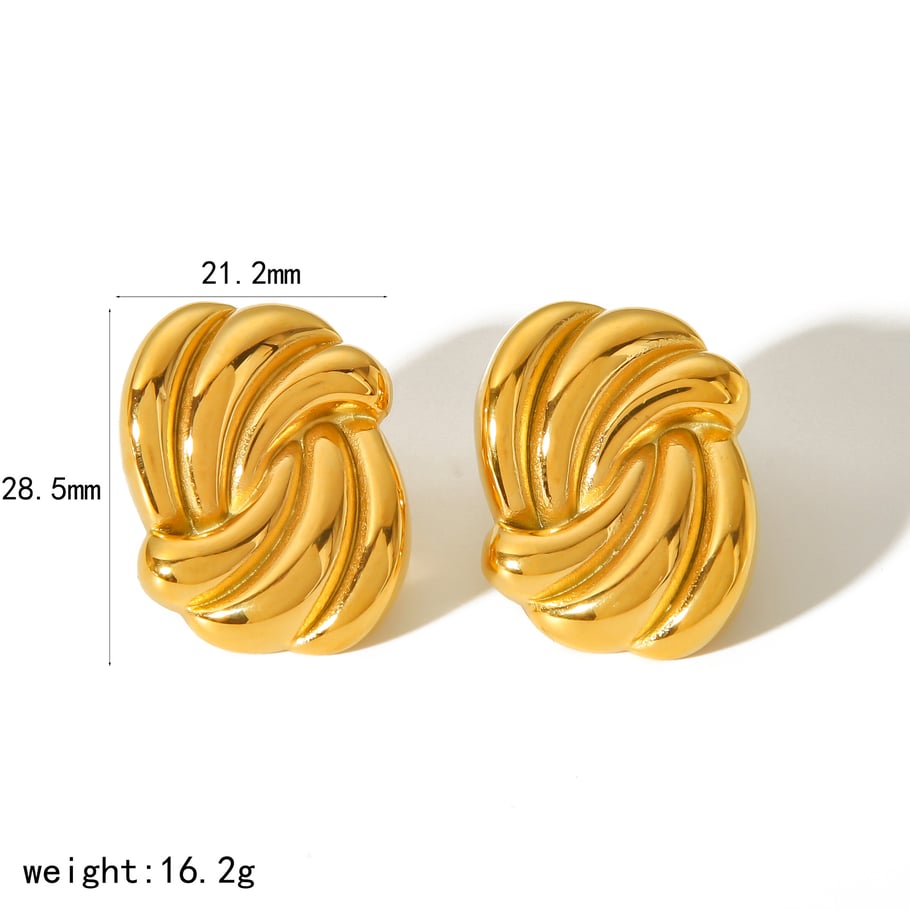 1 Paar geometrische Retro-Ohrstecker der Simple Series, 18 Karat vergoldet Bild2