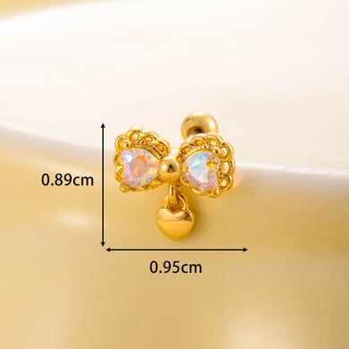 1 Pair Simple Series Simple Bow Knot Titanium Steel No Plating Material Zircon Women Stud Earrings h5 Picture2
