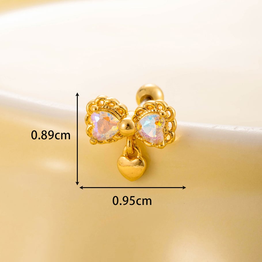 1 Pair Simple Series Simple Bow Knot Titanium Steel No Plating Material Zircon Women Stud Earrings Picture2