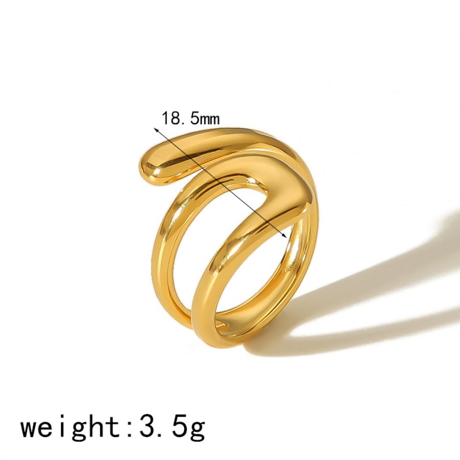 1 Paar Simple Series Klassischer geometrischer Edelstahl 18 Karat vergoldeter Damen-Einzelring Bild2