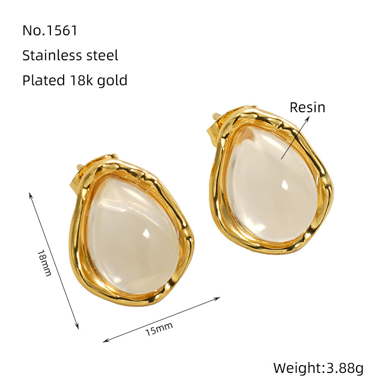 1 Paar Luxuriöse Serie Sexy Droplet Titan Stahl 18K vergoldet Frauen Tropfen Ohrringe Bild2