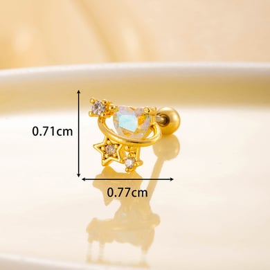 1 Pair Simple Series Simple Heart Titanium Steel No Plating Material Zircon Women Stud Earrings h5 Picture2